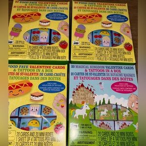 NWT Food Fave Valentine Cards and Tattoos Box Sets 80ct Kids Party Fun Activity